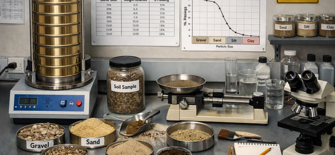 Geotechnical PSD particle size distribution lab scene img