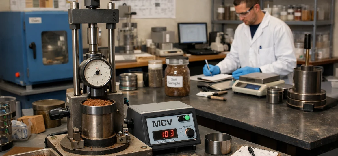 MCV Testing Moisture Condition Value Geotechnical Lab scene img