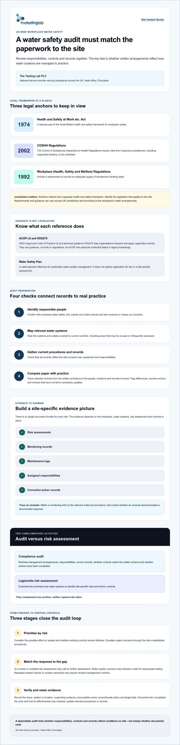 Workplace Water Safety Compliance Audit: A UK Guide for 2026